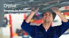  Presentation with mechanic - Audience pleasing slide deck consisting of tradesman - car mechanic in workshop backdrop and a gray colored foreground