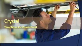  Presentation with mechanic car service repair maintenance - PPT theme with tradesman - car mechanic in workshop background and a tawny brown colored foreground