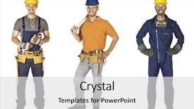  Presentation with office ergonomics man worker exercising - PPT layouts with tradesman - caucasian young different manual worker background and a light gray colored foreground