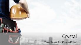  Presentation with mechanic - Slides consisting of tradesman - close up of woman mechanic background and a light gray colored foreground