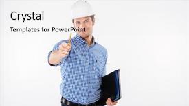  Presentation with architect - Audience pleasing theme consisting of tradesman - happy young man architect backdrop and a white colored foreground