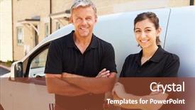  Presentation with female garment workers - Presentation consisting of tradesman - portrait of male and female background and a tawny brown colored foreground
