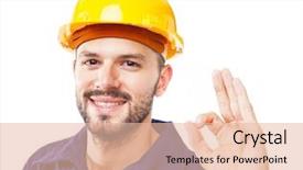  Presentation with seismic waves nepal earthquake sign - Colorful presentation design enhanced with tradesman - smiling worker gesturing ok sign backdrop and a lemonade colored foreground