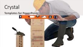  Presentation with spirit - Colorful presentation enhanced with tradesman using a spirit level backdrop and a light gray colored foreground