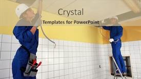  Presentation with cadiovascular system - Cool new PPT layouts with tradespeople-installing-a-heating-system backdrop and a soft green colored foreground