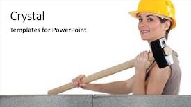  Presentation with mallet - Slides having tradeswoman holding a mallet background and a white colored foreground