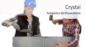  Presentation with foundation - Beautiful theme featuring tradeswomen laying cinder blocks backdrop and a white colored foreground