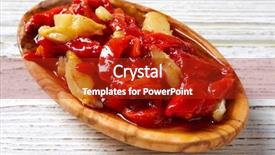  Presentation with tapas - Beautiful presentation design featuring tradicion food - red pepper and cod fish backdrop and a crimson colored foreground