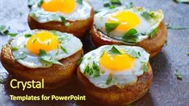  Presentation with tapas - Beautiful slide set featuring tradicion food - tapas mushrooms with quail eggs backdrop and a  colored foreground