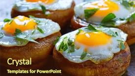  Presentation with tapas - Slide set featuring tradicion food - tapas mushrooms with quail eggs background and a  colored foreground