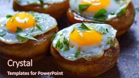  Presentation with tapas - Theme featuring tradicion food - tapas mushrooms with quail eggs background and a  colored foreground