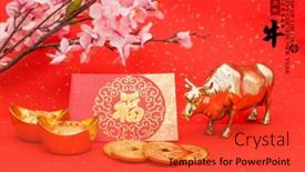  Presentation with 2021 - Cool new theme with tradition-chinese-2021-is-year backdrop and a red colored foreground