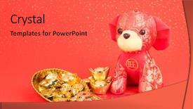  Presentation with chinese new year - Presentation design with tradition chinese cloth doll dog background and a gray colored foreground