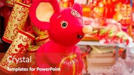  Presentation with mean - Beautiful presentation featuring tradition-chinese-cloth-doll-rat backdrop and a crimson colored foreground