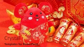 Presentation with mean - Slide deck enhanced with tradition-chinese-cloth-doll-rat background and a red colored foreground