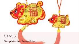  Presentation with translation - Cool new presentation theme with tradition-chinese-cloth-knot-rat backdrop and a lemonade colored foreground