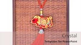  Presentation with translation - PPT layouts having tradition-chinese-cloth-knot-rat background and a coral colored foreground