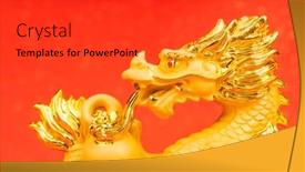  Presentation with chinese dragon - PPT layouts enhanced with tradition-chinese-golden-dragon-statue background and a red colored foreground