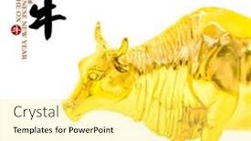  Presentation with golden seal - Presentation design consisting of tradition-chinese-golden-ox-statue background and a yellow colored foreground