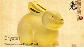  Presentation with golden seal - Slide set featuring tradition-chinese-golden-rabbit-statue background and a yellow colored foreground