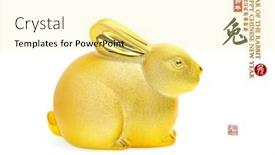  Presentation with golden seal - PPT layouts consisting of tradition-chinese-golden-rabbit-statue background and a blonde colored foreground