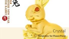  Presentation with golden seal - Slide deck featuring tradition-chinese-golden-rabbit-statue background and a yellow colored foreground
