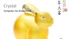  Presentation with golden seal - Slide deck enhanced with tradition-chinese-golden-rabbit-statue background and a white colored foreground