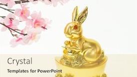  Presentation with rabbit - Presentation with tradition-chinese-golden-rabbit-statue background and a yellow colored foreground