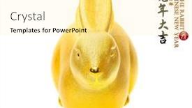  Presentation with golden seal - Presentation theme with tradition-chinese-golden-rabbit-statue background and a blonde colored foreground