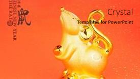  Presentation with golden seal - PPT theme with tradition-chinese-golden-rat-statue background and a red colored foreground