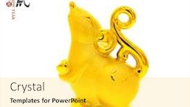  Presentation with golden seal - Amazing slide deck having tradition-chinese-golden-rat-statue backdrop and a light gray colored foreground