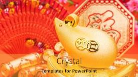  Presentation with rat - PPT layouts enhanced with tradition-chinese-golden-rat-statue background and a yellow colored foreground
