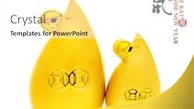  Presentation with golden seal - Colorful PPT theme enhanced with tradition-chinese-golden-rat-statue backdrop and a white colored foreground