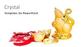  Presentation with golden seal - Slides having tradition-chinese-golden-rat-statue background and a white colored foreground