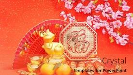  Presentation with rat - Audience pleasing theme consisting of tradition-chinese-golden-rat-statue backdrop and a red colored foreground