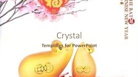  Presentation with mean - Amazing PPT theme having tradition-chinese-golden-rat-statue backdrop and a cream colored foreground