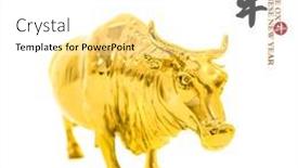  Presentation with golden seal - Beautiful theme featuring tradition-chinese-golden-statue-ox backdrop and a white colored foreground