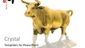  Presentation with golden seal - Slide deck having tradition-chinese-golden-statue-ox background and a white colored foreground