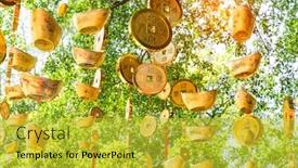  Presentation with good wishes - Cool new slides with tradition-decoration-coin-of-chinese backdrop and a yellow colored foreground