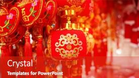  Presentation with good wishes - Beautiful PPT layouts featuring tradition-decoration-lanterns-of-chinese backdrop and a red colored foreground