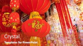  Presentation with good wishes - PPT layouts featuring tradition-decoration-lanterns-of-chinese background and a crimson colored foreground