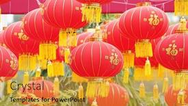  Presentation with good wishes - Cool new theme with tradition-decoration-lanterns-of-chinese backdrop and a gold colored foreground