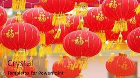  Presentation with good wishes - Amazing slide deck having tradition-decoration-lanterns-of-chinese backdrop and a red colored foreground