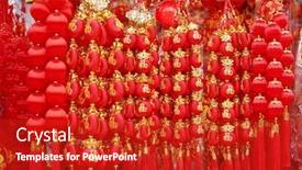  Presentation with good wishes - Colorful slide set enhanced with tradition-decoration-lanterns-of-chinese backdrop and a crimson colored foreground