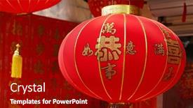  Presentation with good wishes - Cool new theme with tradition-decoration-lanterns-of-chinese backdrop and a crimson colored foreground