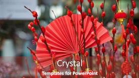  Presentation with good wishes - Beautiful presentation theme featuring tradition-fan-and-lantern backdrop and a tawny brown colored foreground