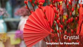  Presentation with good wishes - Beautiful slides featuring tradition-fan-and-lantern backdrop and a tawny brown colored foreground