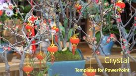  Presentation with good wishes - PPT theme with tradition-lantern-of-chinese-mean background and a tawny brown colored foreground