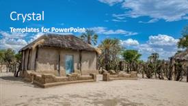  Presentation with hut - PPT theme enhanced with traditional-africa-hut background and a teal colored foreground