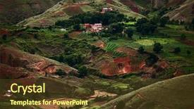  Presentation with green hills - Audience pleasing PPT theme consisting of traditional african houses madagascar backdrop and a tawny brown colored foreground